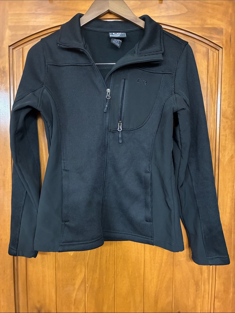 CB Sports Black Full Zip Textured Fleece Jacket Women's Size S